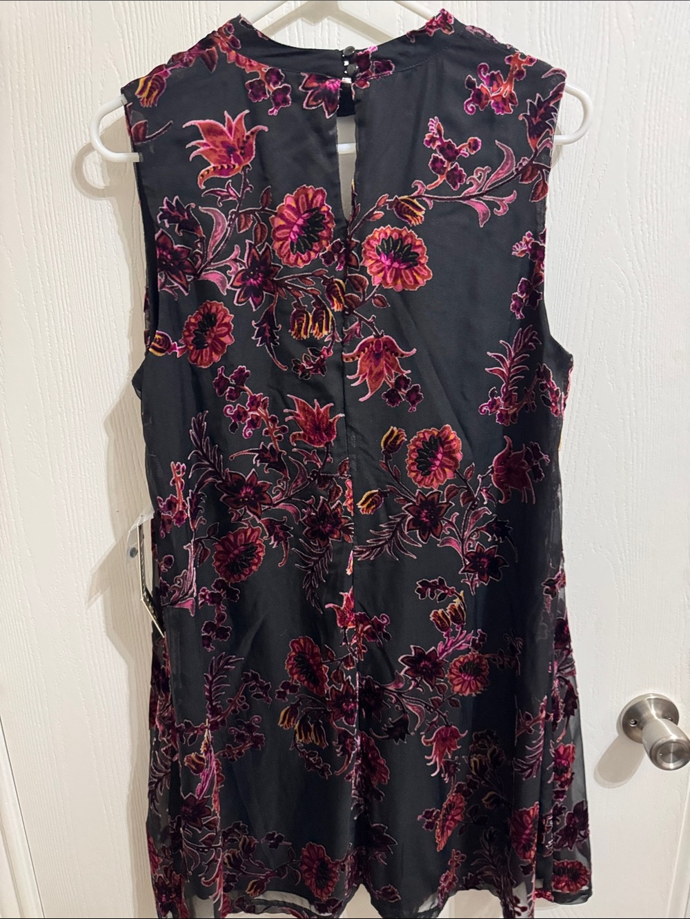 Luxology Multicolor Velvet Floral Overlay Choker Dress Women’s 12 Sleeveless NWT - Picture 6 of 12